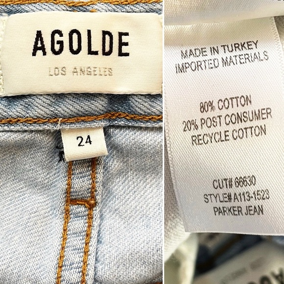 BOGO! Agolde Parker Jeans Straight Leg Pivot Wash Blue Size 24 - Picture 8 of 9